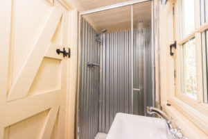 Ensuite shower and loo. The shepherd's hut is completely self-contained